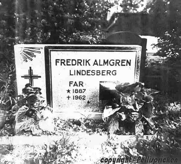 Fredrik Almgrens grav. Lindesbergs kyrkogård. MARGARETA DANIELSSONS KORT